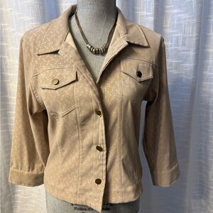 White House Black Market Tan Blazer with Suede-like Texture